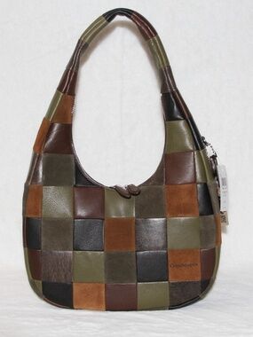 NWT Coach Coachtopia Alter Ego Crescent Multi 6 Checkerboard Suede Leather Bag